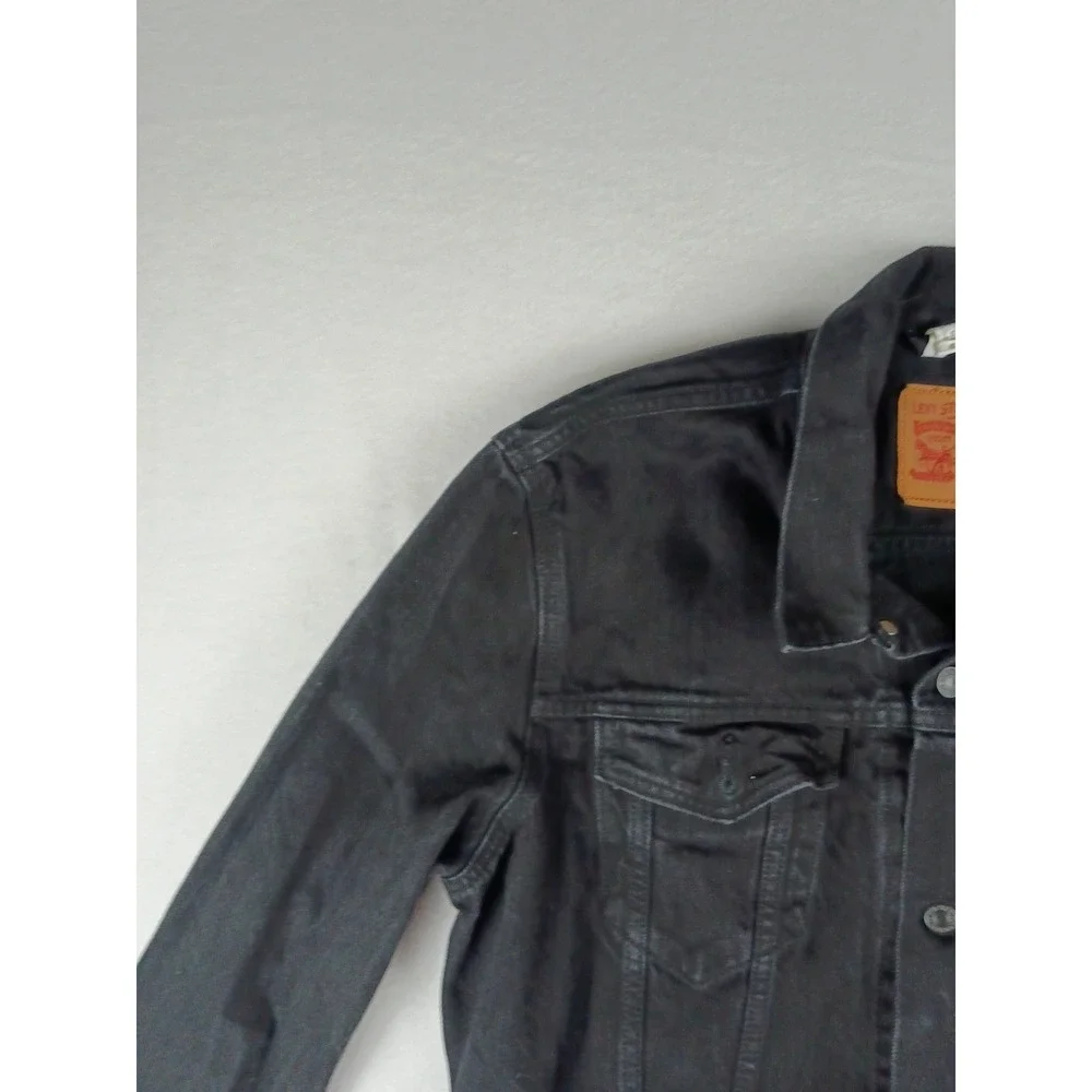 Levis Trucker Jacket Mens XXL Black Denim Button Front Coat Outerwear‎